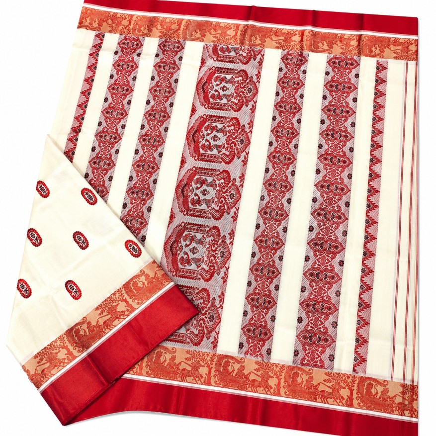 White Red Border Garad Saree